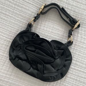 Vintage YSL Nadja Rose Mini Bag in Black Leather